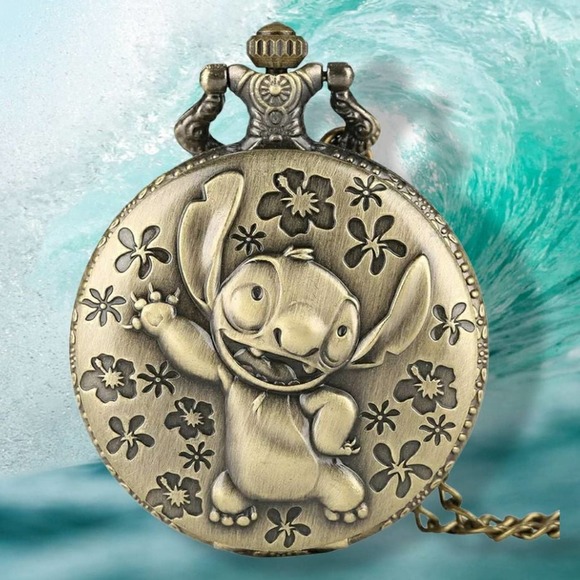Other - STITCH Pocket Watch NEW Disney Gift Antique Bronze Finish